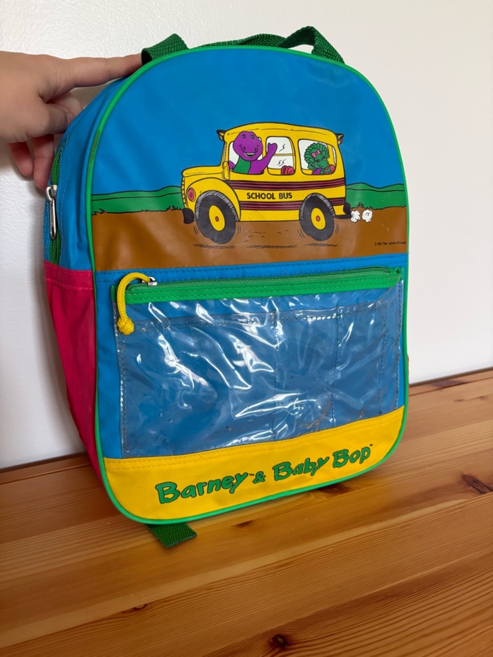 Vintage Barney & Baby Bop Kids Backpack 1992 - Lyons Group - 2 Pockets - 13in